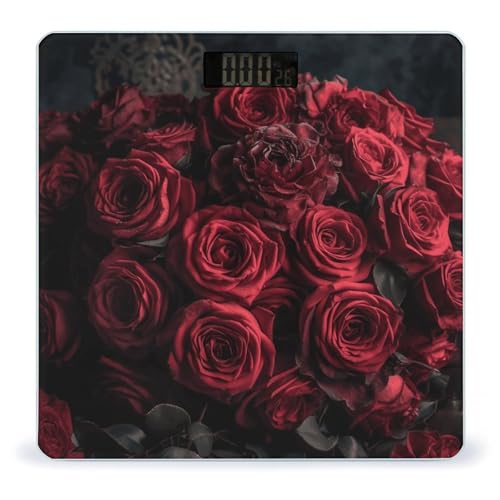 Báscula digital de baño con diseño de rosas rojas miniatura 1