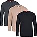 Produktbild JRC 3er-Pack Herren-Langarm-Rundhalshemden, Lässige Rundhalsausschnitt-Oberteile (Schwarz, Holzkohle, Rugby-Tan, XL)