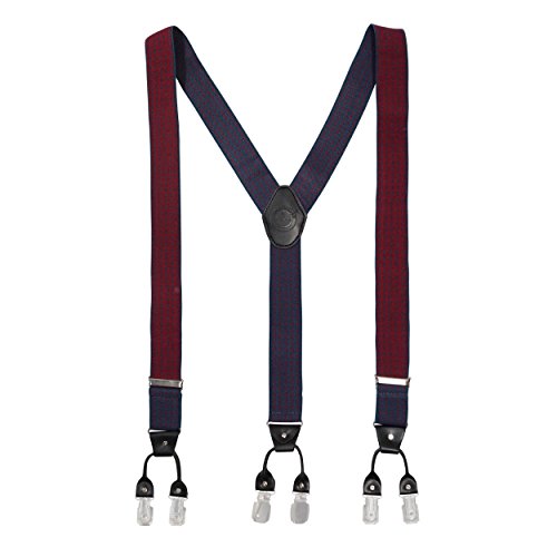 Image of The Tie Hub Tic Tac Toe - Blue /Maroon Clip On Suspenders For Men