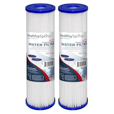 Healthy Spring High-Performance 5 Micron 10x2.5 Whole House Pleated Sediment Filter Cartridge for Well Water Filter Replacement Compatible with WFPFC3002, WHKF-WHPL, Made in USA, 2 Pack