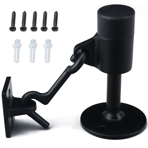 Stainless Steel Door Stopper with Hook, 3.5inch/90mm Modern Safety Door Stop with Sound Dampening Rubber & Mounting Screws