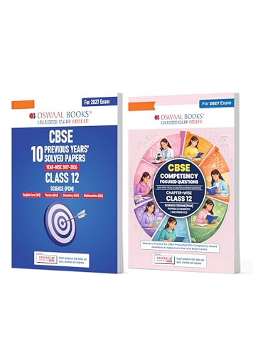 Image of Oswaal CBSE 10 Years' Solved Papers and Competency Focused Questions Chapter-wise Class 12 PCM (Set of 2)