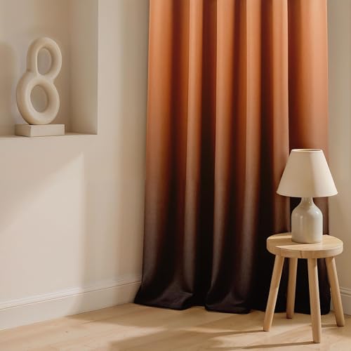 Image of Ultimate Trends Room Darkening Ombre Curtain | Polyester Gradient | Room Doors and Window| 6 FEET Pack of 2,Autumn Bronze