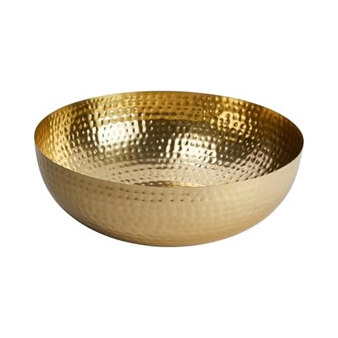 Creative Co-Op Round Hammered Metal Bowl, Gold Finish Cover