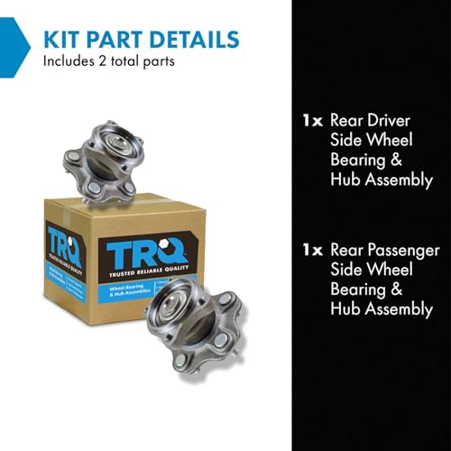 Image of TRQ 2 Piece Rear Wheel Bearing & Hub Assembly Set Compatible with 2002-2006 Nissan Altima 2004-2008 Maxima 2004-2009 Quest