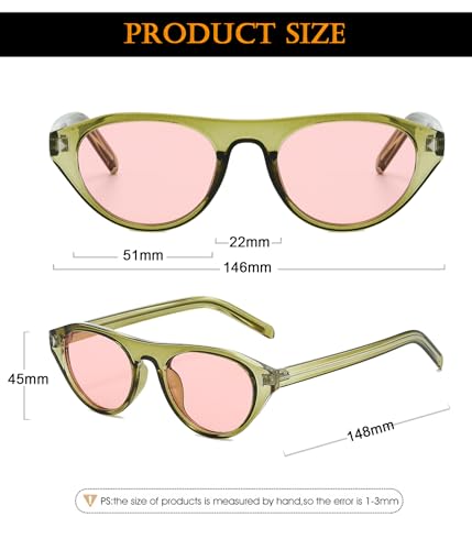Image of EYLRIM Retro Oval Cat Eye Sunglasses for Women Men Trendy Flat Top Narrow Cateye Shades UV400 Protection