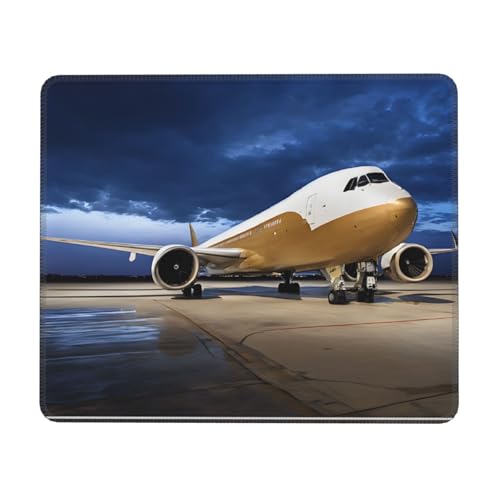 quopvn Mauspad mit Flugzeug im Abendlicht, waschbar, rutschfeste Gummiunterseite, Computer-Mauspads für Laptop