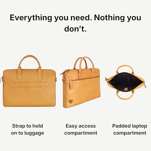 Image of TRUFLO Vegan Leather (PU) Laptop Messenger Bag | Fits up to 15.6-inch Laptop | Slim Office & Travel Shoulder Bag