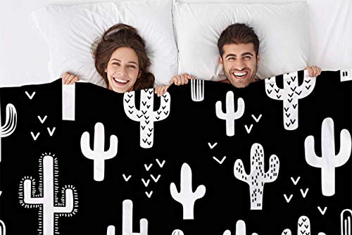 Mugod Western Cactus Throw Blanket Black And White Seamless Repeat Fun Western Cactus Decorative Soft Warm Cozy Flannel Plush Throws Blankets For Baby Toddler Dog Cat 30 X 40 Inch #TOP1