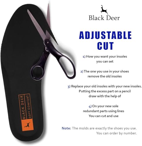 Image of BLACK DEER X30 Comfort Sports Insoles Cushioning and Breathable for Men and Women Insoles for Everyday Use and Work, Orange, WOMEN 10,5 | MEN 8,5