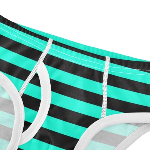 Black Turquoise Stripe Toddler Boy's Underwear 2T4