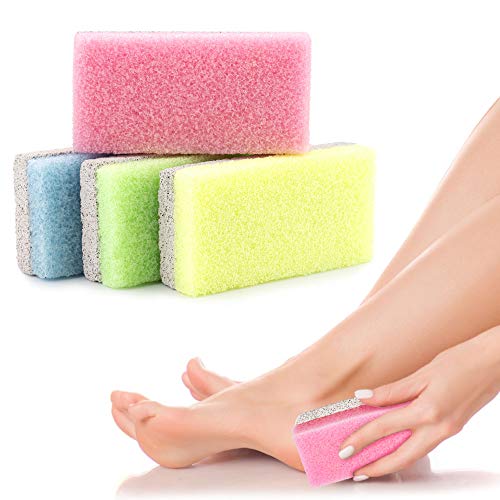 Pumice Stone for Feet, 2 in 1 Double Sided Hard Skin Callus Remover for Feet,Hands and Body, Exfoliator Pedicure File Block Callus Remover Scrubber (Pack of 4)