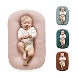 Baby Lounger Pillow,Loevin Baby Lounger Pillow for Newborn Cosleeping for Baby in Bed,Newborn Lounger Baby Nest for Boys & Girls 0-12 Months-Pink