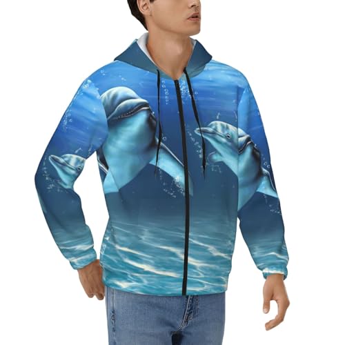 Sweat à capuche haut de gamme EdWal à motif dauphins marins