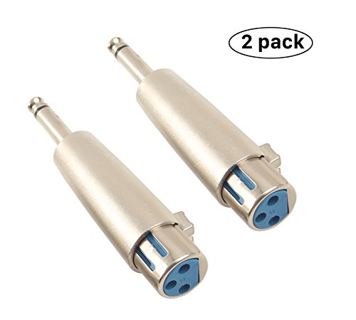 Devinal - Adaptador de micrófono estéreo de 6,35 mm para conector macho mono a conector hembra XLR de 3 pines (2 unidades)