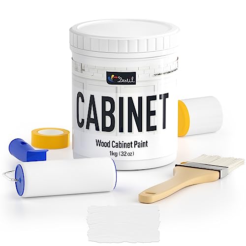 Comparison: Best Lacquer For Kitchen Cabinets DWIL Cabinet Paint All Match - 32 OZ White | Waterproof, No Sanding, Low Odor | Kitchen and Bathroom Cabinet Makeover Kit
