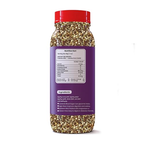Image of Nutriarrow Sprouted Millet Kanji Mix 800g | | Diabetic Millets Kanji Mix for Adult | Pearl /Bajra /Kambu | Sprouted Horse Gram | Green Gram | fenugreek | Jowar | Sorghum | Chama Rice | Njavara Rice | High Protein & Fiber | Healthy Millet Blend for Dinner & Breakfast | Highly Nutritious