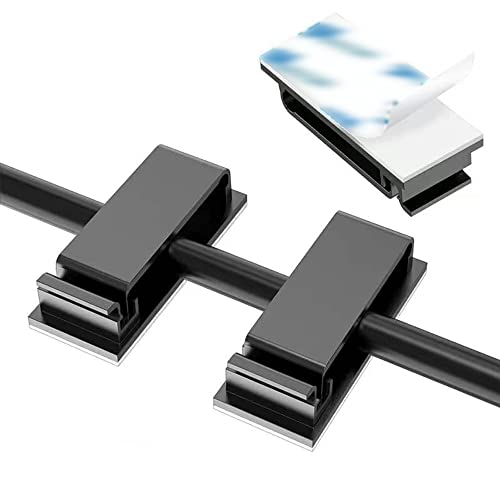 50 piezas Clips para cables, clips autoadhesivos para gestión de cables, organizadores de cables para electrodomésticos, PC, pared, cable Ethernet bajo escritorio, mesita de noche para hogar, oficina y coche (Negro) miniatura 2