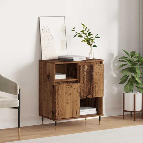 YunCangg Buffet en bois recyclé avec 2 portes 60 x 35 x 70 cm - Buffet moderne avec beaucoup d'espace de rangement - Armoire de rangement polyvalente pour...