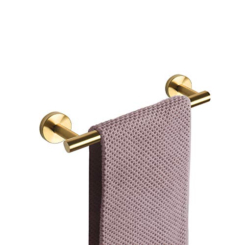 NearMoon Toallero de baño, accesorios de baño, de acero inoxidable grueso, toallero de ducha para baño, toallero montado en la pared (oro cepillado, 22,8 cm)