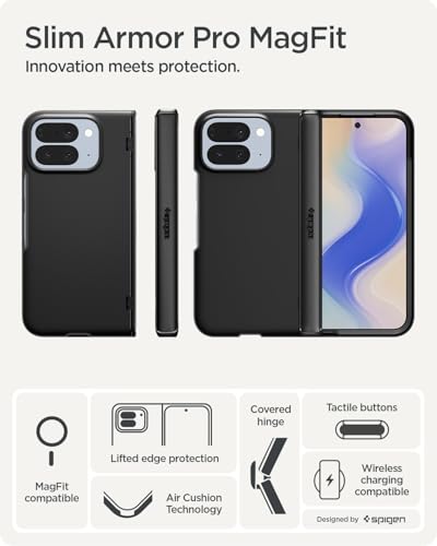 Image of Spigen Slim Armor Pro MagFit for Google Pixel 10 Pro Fold Case, Pixel 10 Pro Fold Back Cover (2025) - TPU+Poly Carbonate｜Black