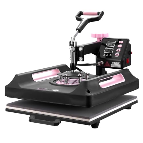 Image of VEVOR Heat Press Machine, 5 in 1 Heat Transfer Machine with 30 oz Tumbler Press, 15 x 15 inch, 360 Swing Away Digital T-Shirt Pressing Machine, Teflon Coating, for T-Shirts /Mugs /Hats /Plates, Black