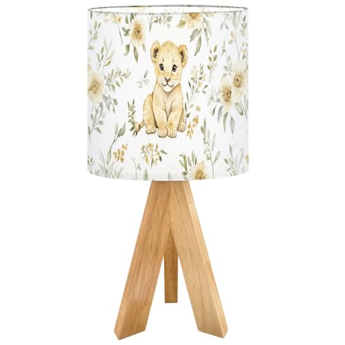 Lámpara de mesa infantil con base de trípode y pantalla de lino