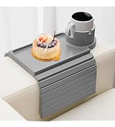 BAMBOOTRAY Couch Cup Holder Tray, Large Couch Arm Table Tray with 360° Ratated Phone Holder, 3 in...