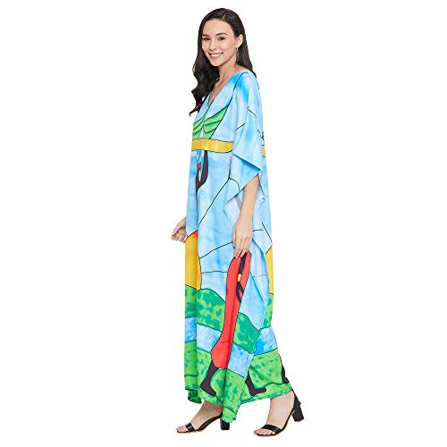 Image of Oussum Plus Size Kaftan Dresses for Women, Polyester Summer Caftan Cover Up Maxi Beach Dress, 1X-3X