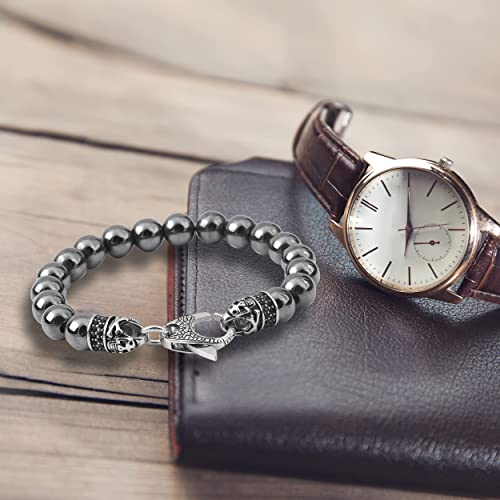 Starmond Magnetic Bracelets For Men: Hematite Magnetic Therapy Bracelet - Strong Stength Pain Relief And Healing 10Mm Stones - Stress And Anxiety Relief Mens Beaded Bracelet #TOP5