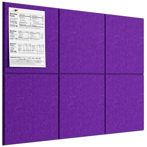 Image of MaxGear Felt Bulletin Board 36 inch x 24 inch, Violet Felt Wall Tiles Push Pins
