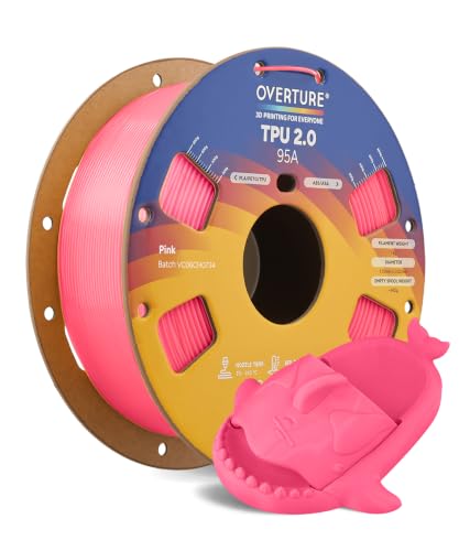 Image of OVERTURE Upgrade TPU 2.0 High-Speed Filament 1.75mm, 1kg Pink | 95A Soft Fast Printing High Elasticity & Durability, 1kg Spool (2.2lbs), Fit Most FDM Printer (Pink)