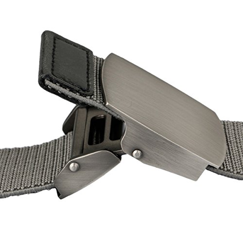 Sportmusies Elastic Belts for Men, Military Style Stretch Webbing Tactical Duty Belt (Grey,Auto Metal Buckle)2