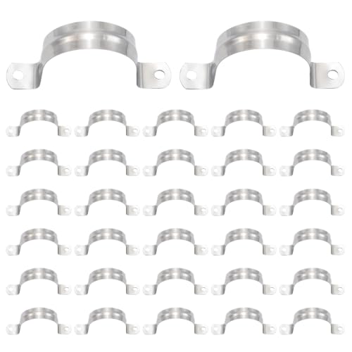 Image of 32Pcs 50mm / 2 inch Stainless Steel U Bracket Pipe Clamps | Conduit Clamps, Rigid Pipe Strap, Two Hole Cable Strap, Fit for Tube, Wire Cord, Pipe (OD 50mm / 2 inch is not ID 50mm / 2 inch)