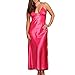 Produktbild TEBAISE Damen Satin Nachthemd Lange Negligee Nachtwäsche Nachtkleid Nachthemd Seidennachthemd Nachtwäsche lang Negligee aus edel glänzendem Seidensatin mit Seitenschlitz Schwarz Weiß Plus Größe