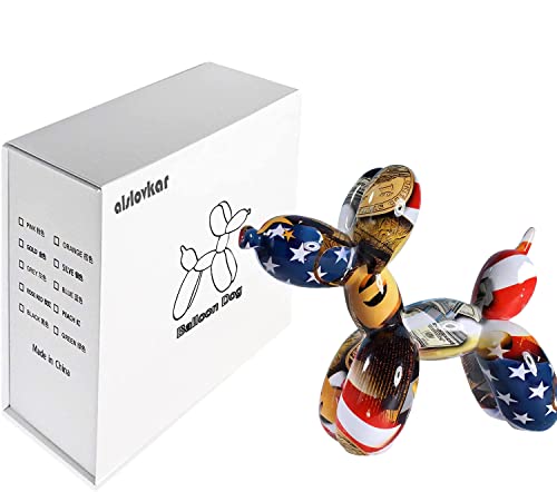 alslovkar Sculpture de Chien Ballon Peint, décoration de Chien Ballon en résine, Statue de Chiot Moderne et créative pour la Maison et Le Bureau, décoration de Table (Peint M) Cover