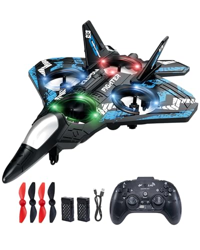 Drones for Kids Form RC Plane, Remote Control Airplane, Aircrafts for Boys and Girls, Jet Helicopter Drones with LED Lights 360° Flip, 2 Rechargeable...