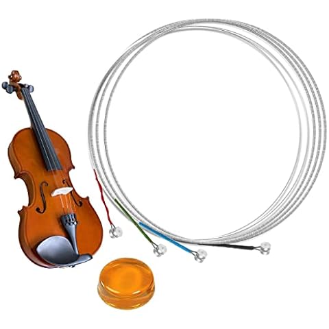 HONGECB Cuerdas De Violín, Cuerdas De Acero Para Violín g/d/a/e, Cuerdas De Repuesto para Violín De Acero, Instrumentos De Cuerda Accesorios, Para Tamaños Violín 4/4 y 3/4, Con Colofonia Cover