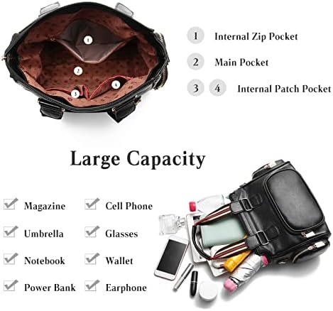FANDARE Women's Multi Pocket Handbag Top Handle Bag Shoulder Bag PU Leather Crossbody Bag Waterproof Messenger Bag for Work Travel Office Party Shopping Grey,L,Utility