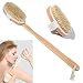 Dry Brushing Body Brush Skin Brush Natural Bristles with 16-Inch Detachable Wooden Handle, 100% Natural Boar Bristle Back Scrubber Exfoliating Brush Improves Skin Health