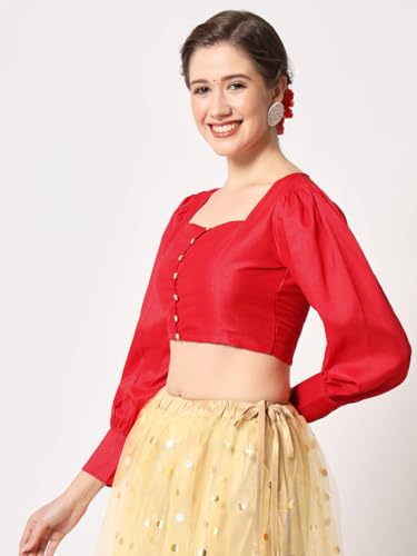 Image of studio rasa Chroma Button Down Shirt Style Blouse Crop Top for Women Girls Casual Party