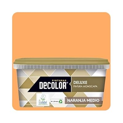 DELUXE Pintura de Interior Monocapa Mate. 4 Litros. Ecológica con Certificado Ecolabel. NARANJA MEDIO