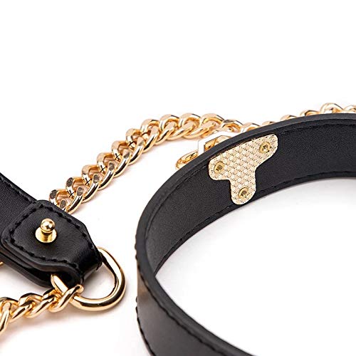 Amazing Mall Boucle en Cuir Collier Ras du Cou avec Laisse réglable chaîne Collier Tour de Cou pour Les Femmes Cosplay (Noir + dés drôles) - Image 5