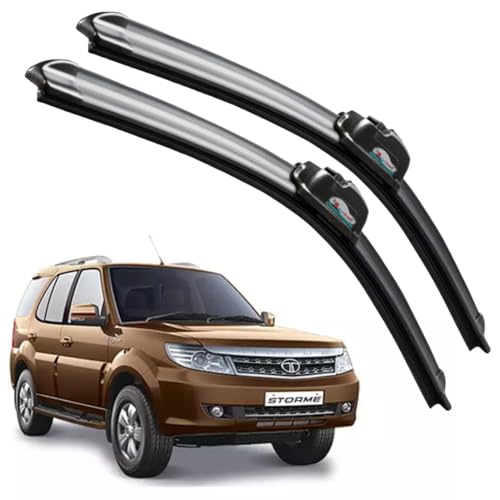 Image of Frameless Rubber Car Wiper Blades Set of 2 Compatible with (Safari Storme (2012-2016) (D-24,P-20))