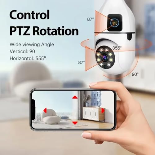Maizic Smarthome Ultra Convenient Indian Bulb Holder Indoor Security HD 5MP CCTV WiFi Bulb Camera w/PTZ Upto 128GB SD Card Support, Color Night Vision, Two-Way Audio (Dual Camera) 6 41mZ tTo2oL