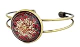 Armreifgrößen:verstellbar Miss Lovie Damen Schmuck Armreif Armschmuck Vintage Echte Blumen Blüten Rot Bronze