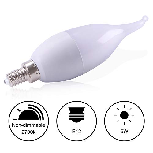 Yeahbeer E12 Flame Bulb Led Candelabra Light Bulbs,3 Modes Flame Lights Bulbs,1.2 Watt Warm White Led Chandelier Bulbs For Halloween Decoration Festival/Hotel/ Valentine's Day Decoration(6 Pack) #TOP1