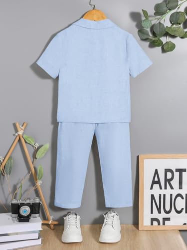 Image of Verdusa Boy's 2 Piece Sets Linen Set Going Out Summer Outfits Button Up Shirt and Pants Set Matching Sets