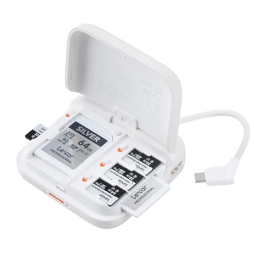 Image of PGYTECH CreateMate High-Speed Mini Card Reader Case, 2-in-1 SD 4.0/Micro SD Card Reader Portable Compact Storage, Dual-Slot Transfer/USB 3.1/Type-C/OTG for Camera/Phone/Drone/Action Cam, White