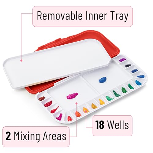 Image of Mr. Pen- Airtight Watercolor Palette with Lid, 18 Wells & 2 Mixing Areas | Lightweight Sealing Paint Palette for Travel, Painting, Watercolor Mixing, Art Class and Studio Use